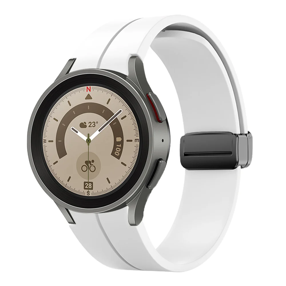 Силиконовый ремешок Cls-black для Samsung Galaxy Watch 4 / 4 Classic / 5 / 5 Pro / 6 / 6 Classic / 7 / FE - белый
