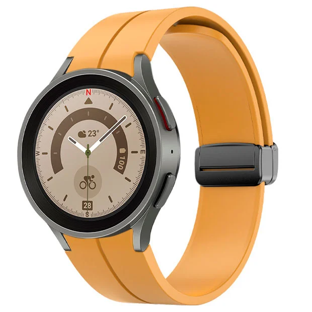 Силиконовый ремешок Cls-black для Samsung Galaxy Watch 4 / 4 Classic / 5 / 5 Pro / 6 / 6 Classic / 7 / FE - желто-горчичный