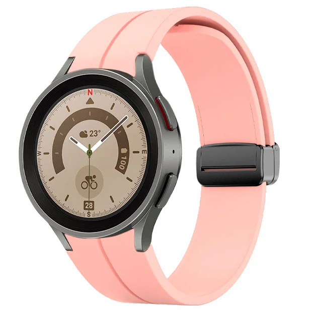 Силиконовый ремешок Cls-black для Samsung Galaxy Watch 4 / 4 Classic / 5 / 5 Pro / 6 / 6 Classic / 7 / FE - розовый