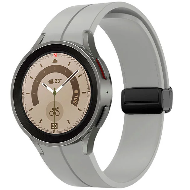 Силиконовый ремешок Cls-black для Samsung Galaxy Watch 4 / 4 Classic / 5 / 5 Pro / 6 / 6 Classic / 7 / FE - серый