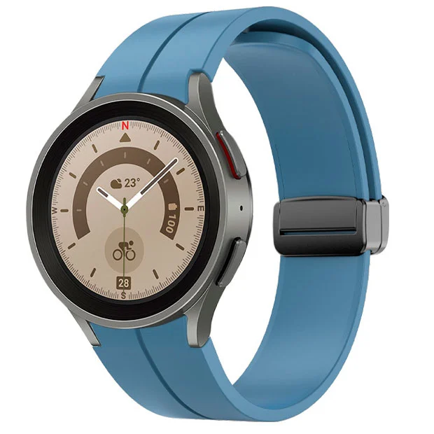 Силиконовый ремешок Cls-black для Samsung Galaxy Watch 4 / 4 Classic / 5 / 5 Pro / 6 / 6 Classic / 7 / FE - светло-синий