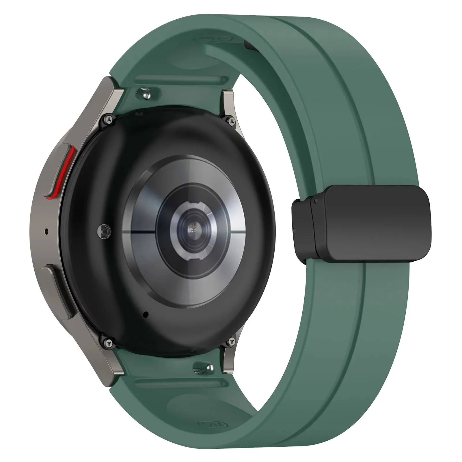 Силиконовый ремешок Cls-black для Samsung Galaxy Watch 4 / 4 Classic / 5 / 5 Pro / 6 / 6 Classic / 7 / FE - темно-зеленый