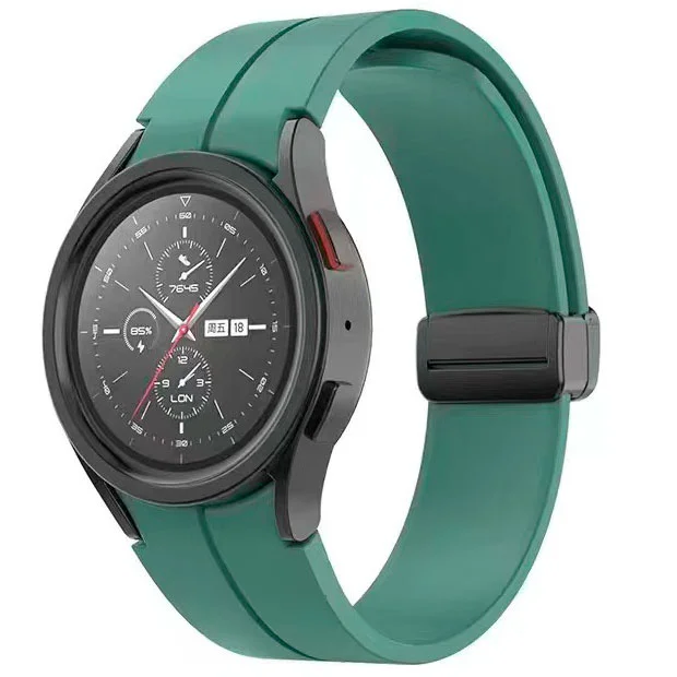 Силиконовый ремешок Cls-black для Samsung Galaxy Watch 4 / 4 Classic / 5 / 5 Pro / 6 / 6 Classic / 7 / FE - темно-зеленый