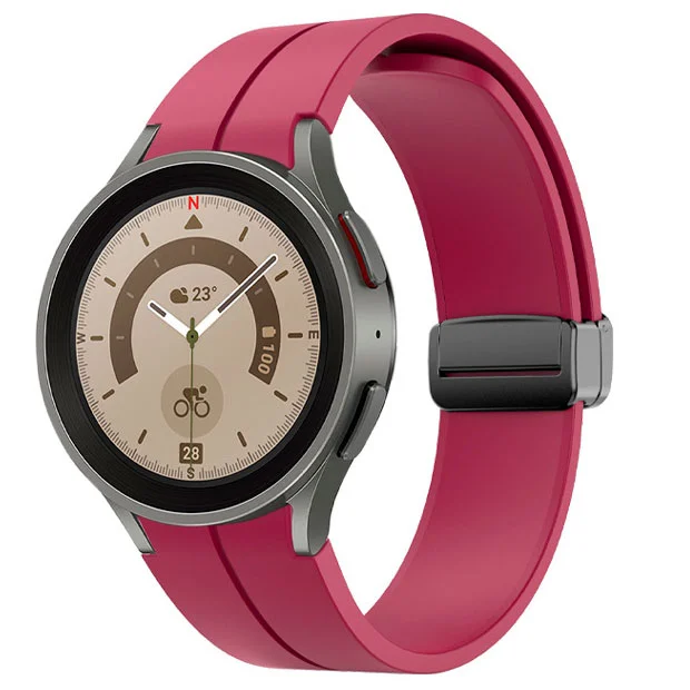 Силиконовый ремешок Cls-black для Samsung Galaxy Watch 4 / 4 Classic / 5 / 5 Pro / 6 / 6 Classic / 7 / FE - темно-красный