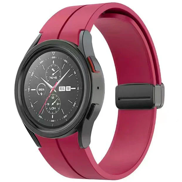 Силиконовый ремешок Cls-black для Samsung Galaxy Watch 4 / 4 Classic / 5 / 5 Pro / 6 / 6 Classic / 7 / FE - темно-красный
