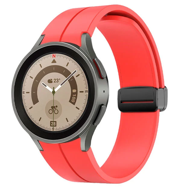 Силиконовый ремешок Cls-black для Samsung Galaxy Watch 4 / 4 Classic / 5 / 5 Pro / 6 / 6 Classic / 7 / FE - красный