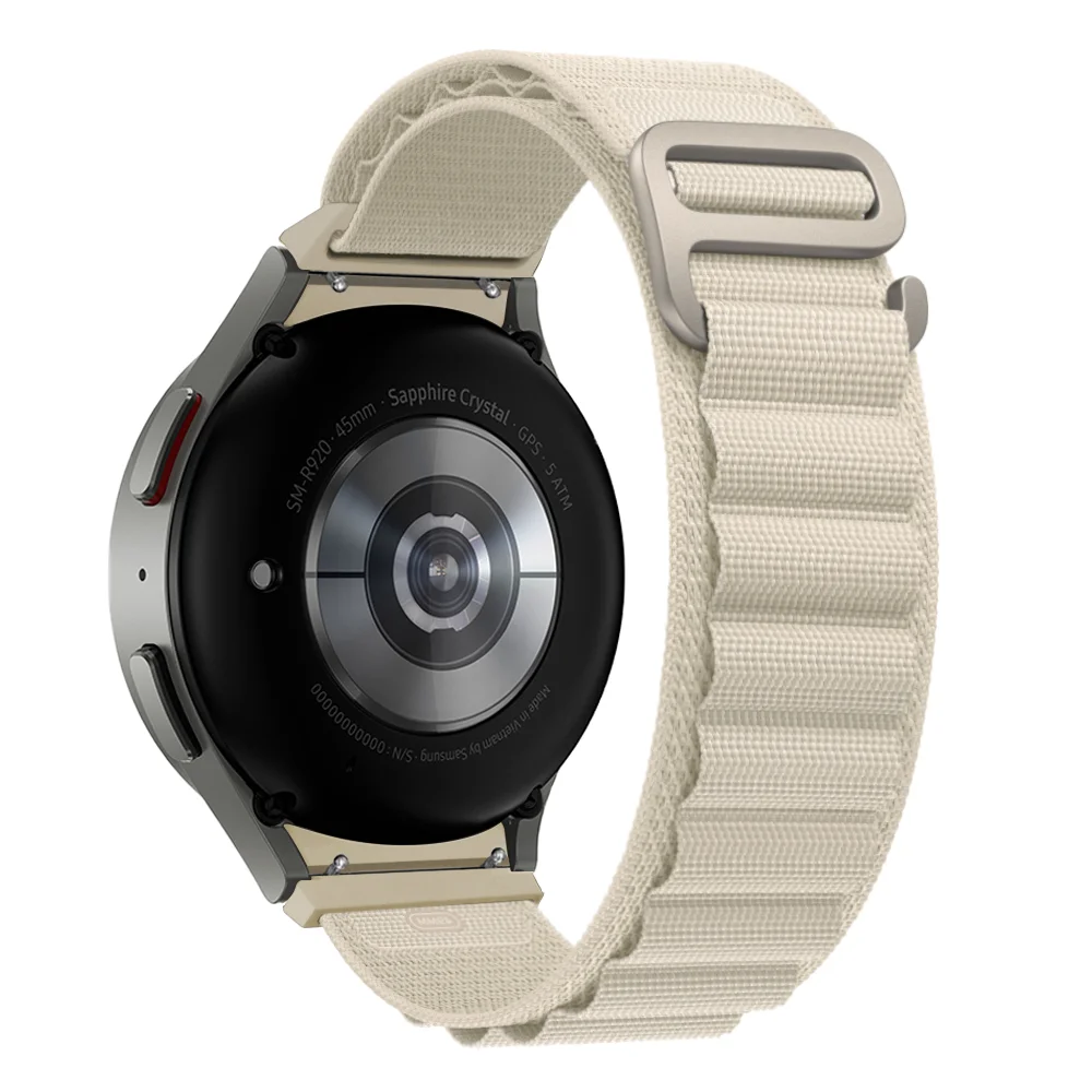 Нейлоновый ремешок Cloth Wave для Samsung Galaxy Watch 4 / 4 Classic / 5 / 5 Pro / 6 / 6 Classic / 7 / FE - белый