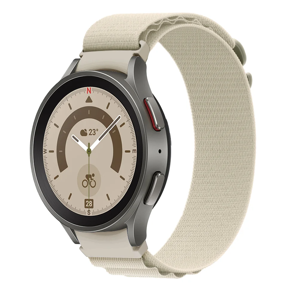 Нейлоновый ремешок Cloth Wave для Samsung Galaxy Watch 4 / 4 Classic / 5 / 5 Pro / 6 / 6 Classic / 7 / FE - белый