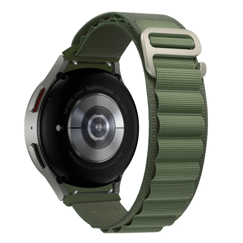 Нейлоновый ремешок Cloth Wave для Samsung Galaxy Watch 4 / 4 Classic / 5 / 5 Pro / 6 / 6 Classic / 7 / FE - зеленый