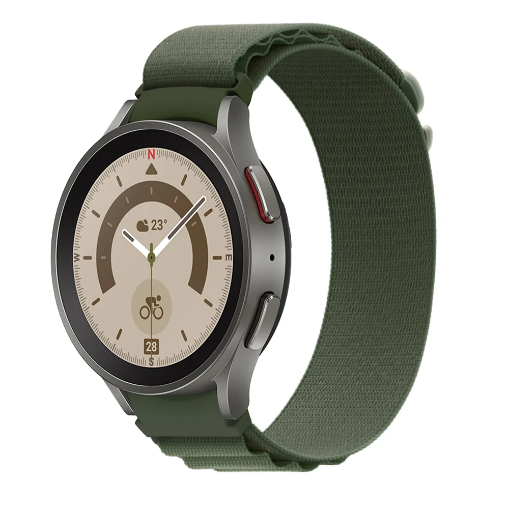 Нейлоновый ремешок Cloth Wave для Samsung Galaxy Watch 4 / 4 Classic / 5 / 5 Pro / 6 / 6 Classic / 7 / FE - зеленый