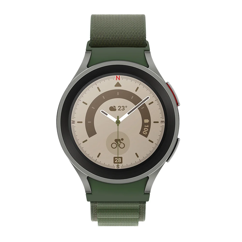 Нейлоновый ремешок Cloth Wave для Samsung Galaxy Watch 4 / 4 Classic / 5 / 5 Pro / 6 / 6 Classic / 7 / FE - зеленый