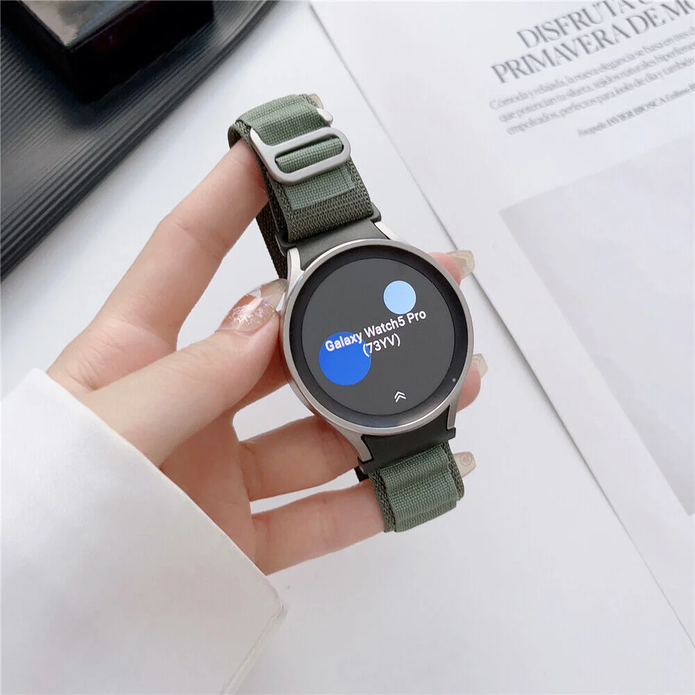 Нейлоновый ремешок Cloth Wave для Samsung Galaxy Watch 4 / 4 Classic / 5 / 5 Pro / 6 / 6 Classic / 7 / FE - зеленый