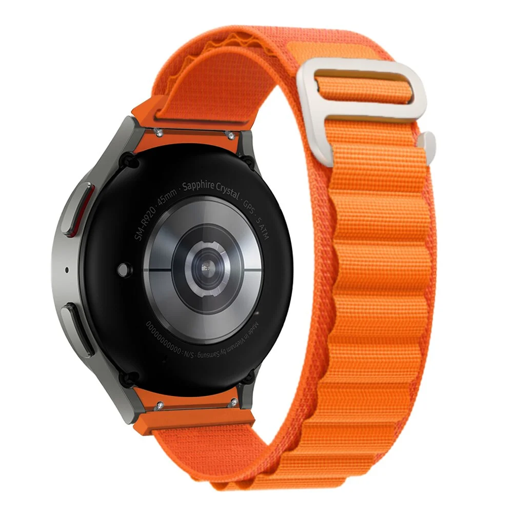 Нейлоновый ремешок Cloth Wave для Samsung Galaxy Watch 4 / 4 Classic / 5 / 5 Pro / 6 / 6 Classic / 7 / FE - оранжевый