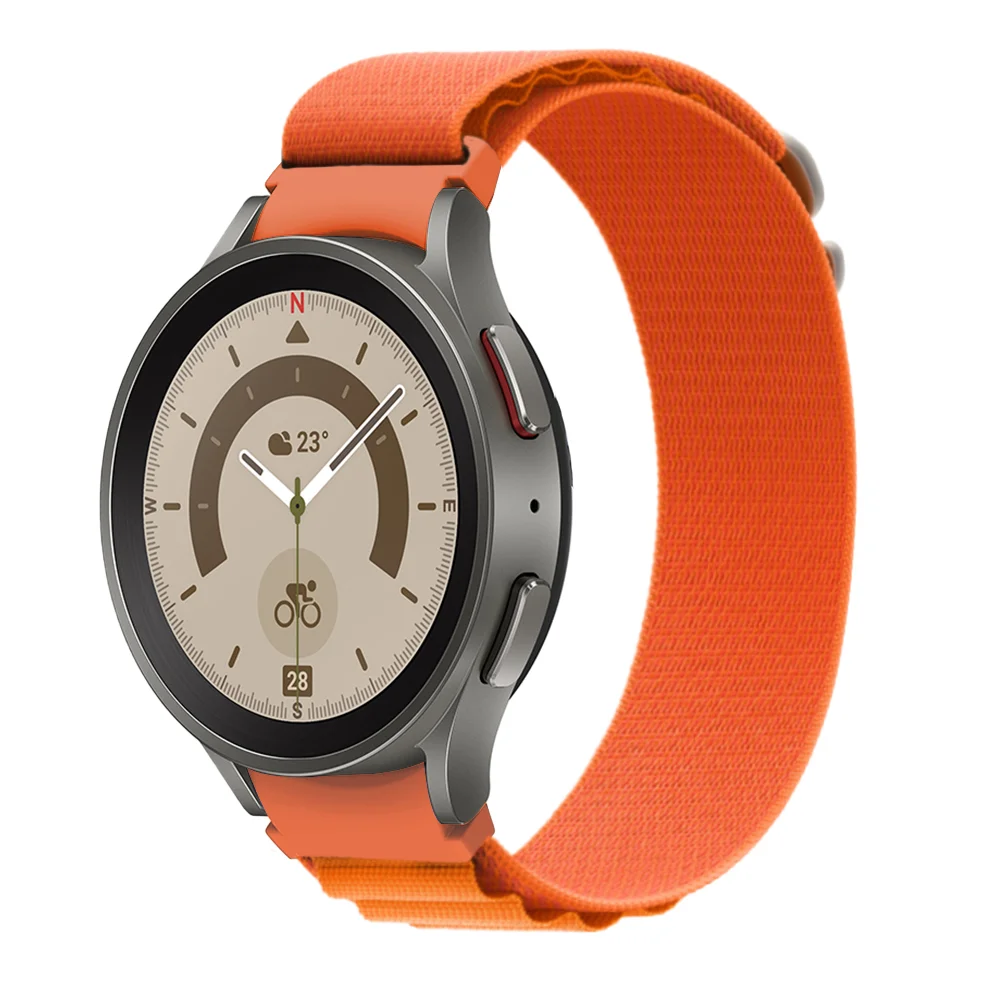 Нейлоновый ремешок Cloth Wave для Samsung Galaxy Watch 4 / 4 Classic / 5 / 5 Pro / 6 / 6 Classic / 7 / FE - оранжевый
