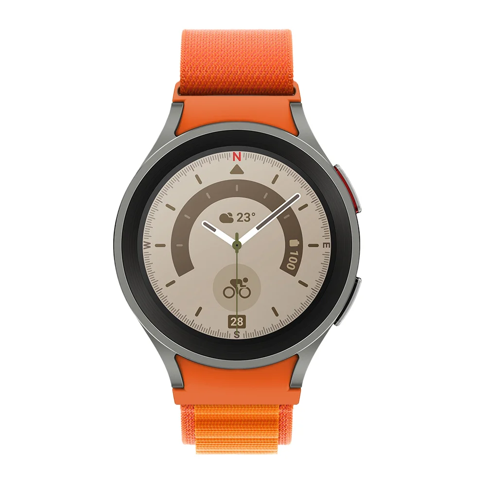 Нейлоновый ремешок Cloth Wave для Samsung Galaxy Watch 4 / 4 Classic / 5 / 5 Pro / 6 / 6 Classic / 7 / FE - оранжевый