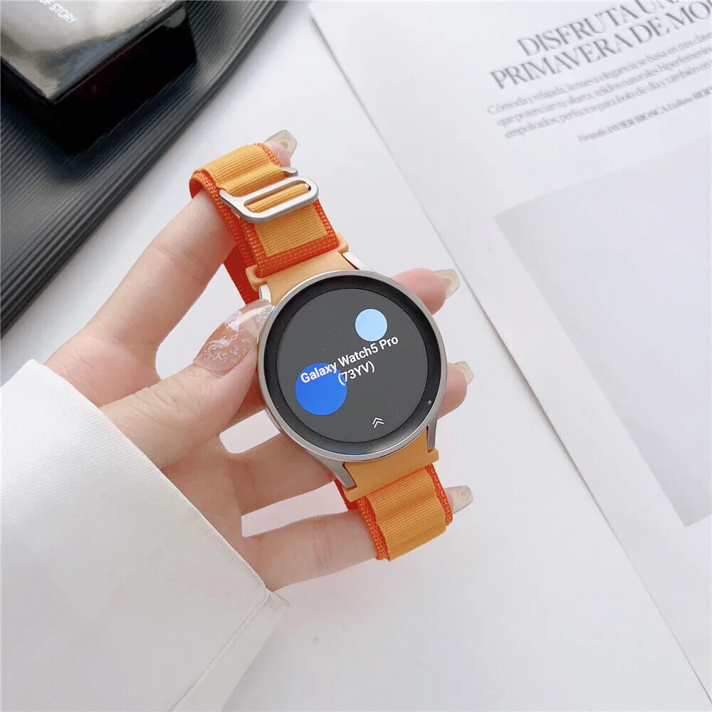 Нейлоновый ремешок Cloth Wave для Samsung Galaxy Watch 4 / 4 Classic / 5 / 5 Pro / 6 / 6 Classic / 7 / FE - оранжевый