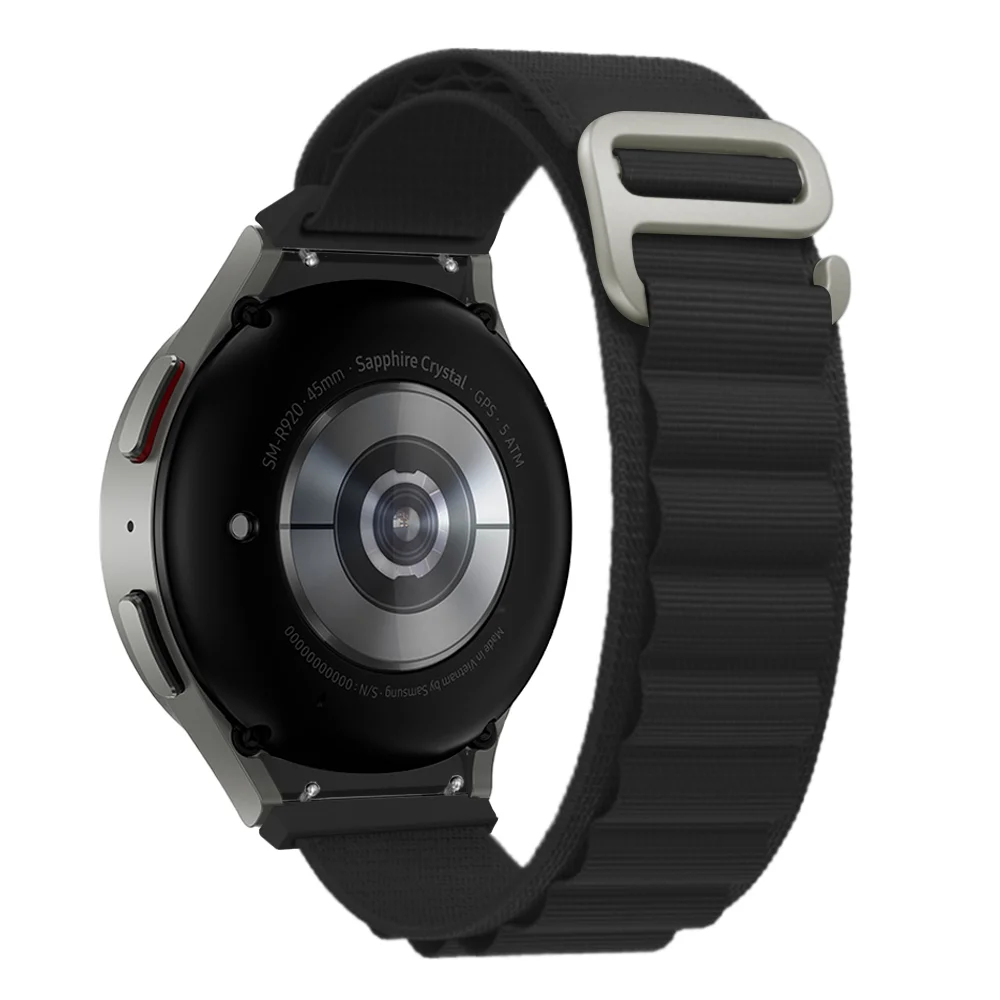 Нейлоновый ремешок Cloth Wave для Samsung Galaxy Watch 4 / 4 Classic / 5 / 5 Pro / 6 / 6 Classic / 7 / FE - черный