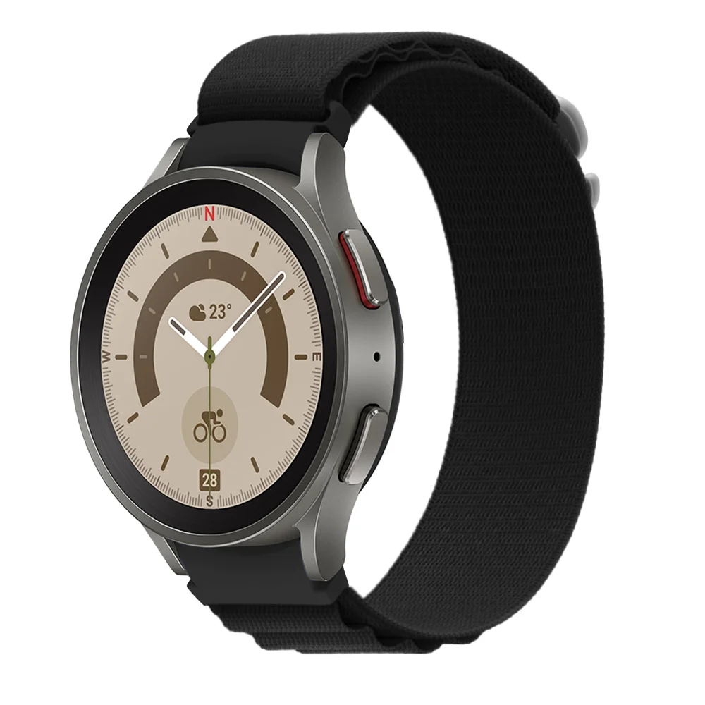 Нейлоновый ремешок Cloth Wave для Samsung Galaxy Watch 4 / 4 Classic / 5 / 5 Pro / 6 / 6 Classic / 7 / FE - черный