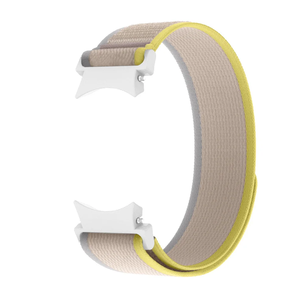 Нейлоновый ремешок Cloth для Samsung Galaxy Watch 4 / 4 Classic / 5 / 5 Pro / 6 / 6 Classic / 7 / FE - бежево-жолтый