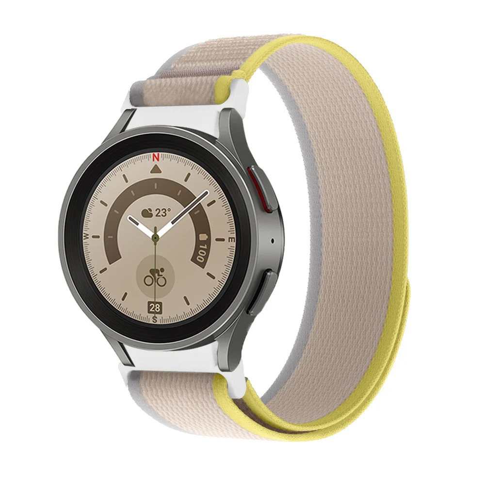 Нейлоновый ремешок Cloth для Samsung Galaxy Watch 4 / 4 Classic / 5 / 5 Pro / 6 / 6 Classic / 7 / FE - бежево-жолтый