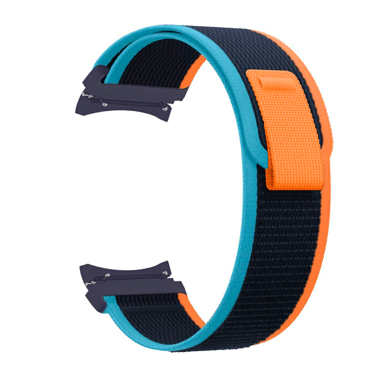 Нейлоновый ремешок Cloth Samsung Galaxy Watch 4 / 4 Classic / 5 / 5 Pro / 6 / 6 Classic / 7 / FE - сине-оранжевый