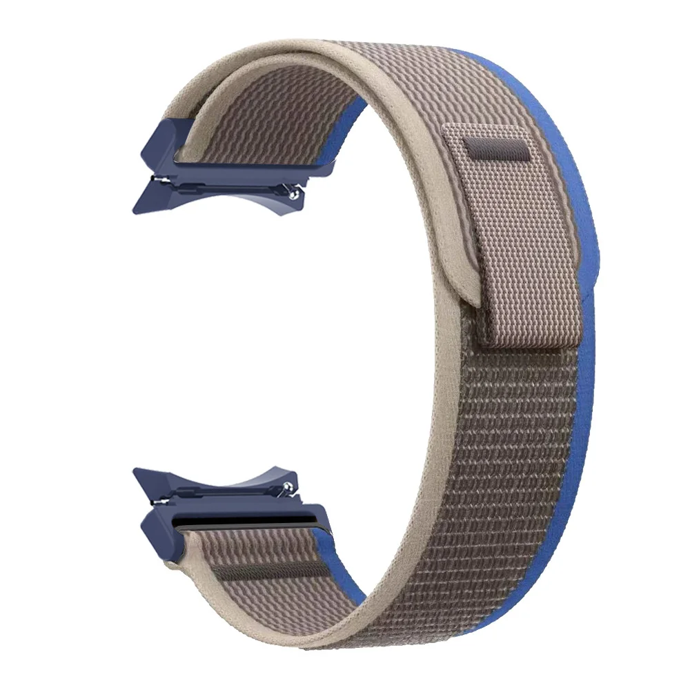 Нейлоновый ремешок Cloth для Samsung Galaxy Watch 4 / 4 Classic / 5 / 5 Pro / 6 / 6 Classic / 7 / FE - серо-синий