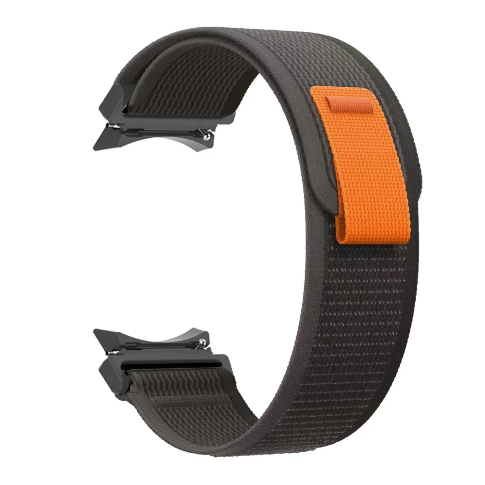 Нейлоновый ремешок Cloth для Samsung Galaxy Watch 4 / 4 Classic / 5 / 5 Pro / 6 / 6 Classic / 7 / FE - черно-оранжевый