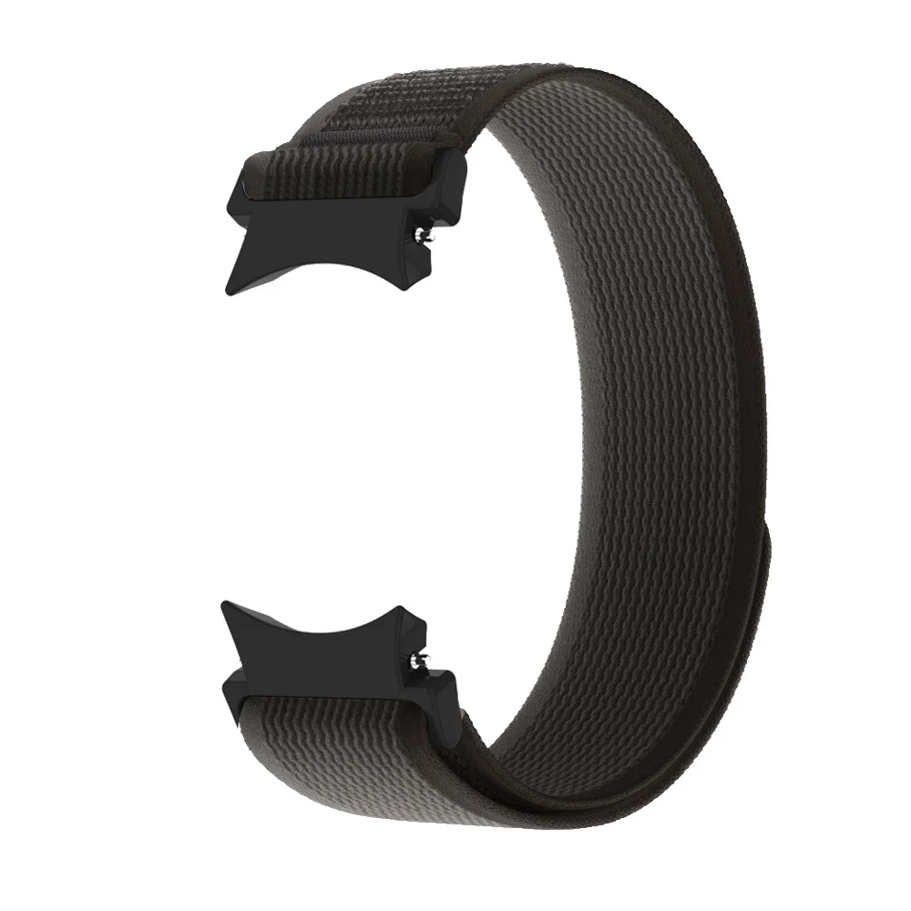 Нейлоновый ремешок Cloth для Samsung Galaxy Watch 4 / 4 Classic / 5 / 5 Pro / 6 / 6 Classic / 7 / FE - черно-оранжевый