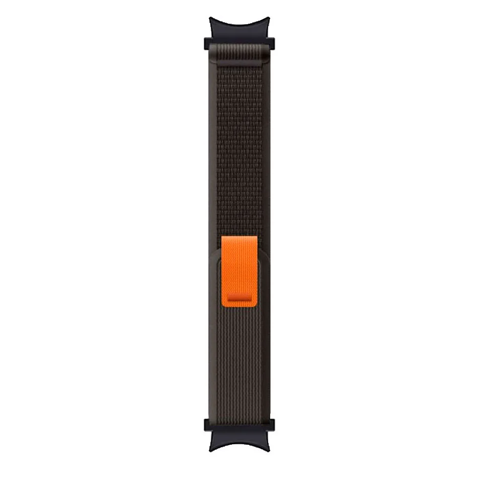 Нейлоновый ремешок Cloth для Samsung Galaxy Watch 4 / 4 Classic / 5 / 5 Pro / 6 / 6 Classic / 7 / FE - черно-оранжевый