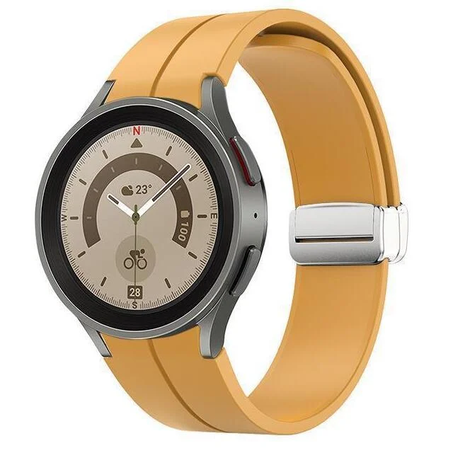 Силиконовый ремешок Cls Samsung Galaxy Watch 4 / 4 Classic / 5 / 5 Pro / 6 / 6 Classic / 7 / FE - желто-горчичный