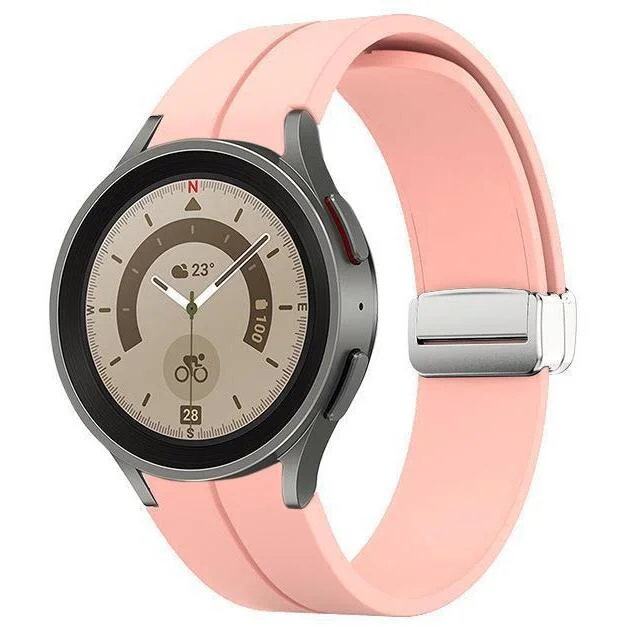 Силиконовый ремешок Cls для Samsung Galaxy Watch 4 / 4 Classic / 5 / 5 Pro / 6 / 6 Classic / 7 / FE - розовый