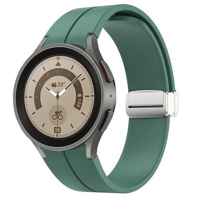 Силиконовый ремешок Cls для Samsung Galaxy Watch 4 / 4 Classic / 5 / 5 Pro / 6 / 6 Classic / 7 / FE - темно-зеленый