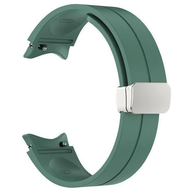 Силиконовый ремешок Cls для Samsung Galaxy Watch 4 / 4 Classic / 5 / 5 Pro / 6 / 6 Classic / 7 / FE - темно-зеленый