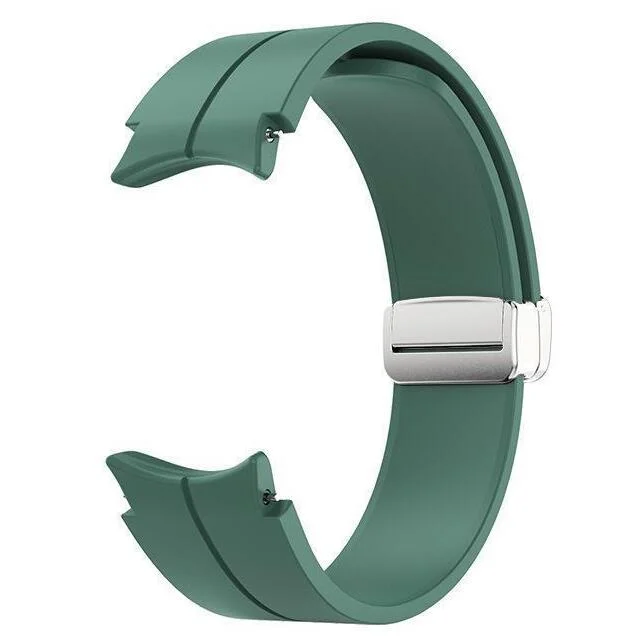 Силиконовый ремешок Cls для Samsung Galaxy Watch 4 / 4 Classic / 5 / 5 Pro / 6 / 6 Classic / 7 / FE - темно-зеленый
