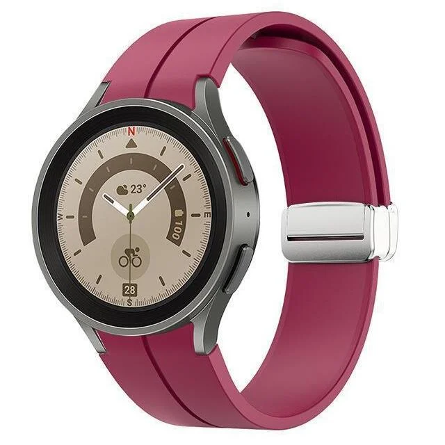 Силиконовый ремешок Cls для Samsung Galaxy Watch 4 / 4 Classic / 5 / 5 Pro / 6 / 6 Classic / 7 / FE - темно-красный