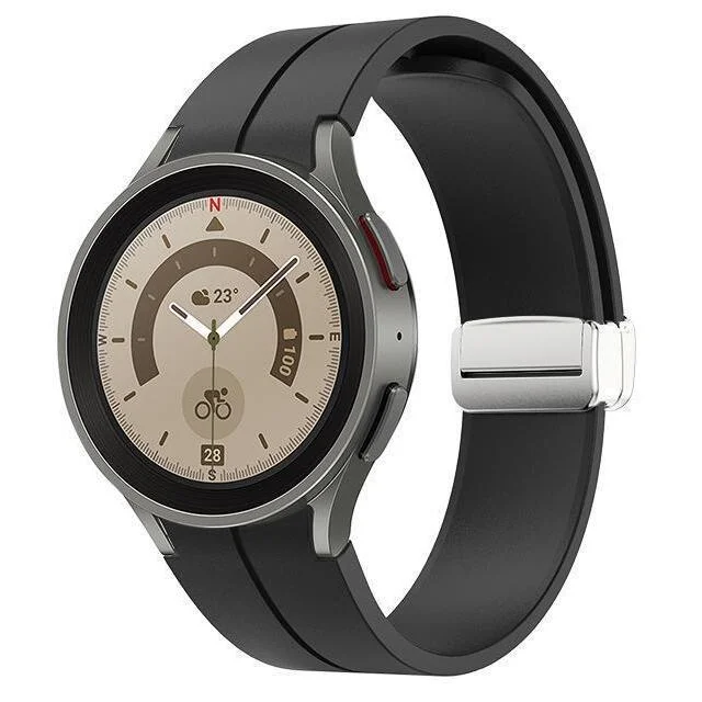 Силиконовый ремешок Cls для Samsung Galaxy Watch 4 / 4 Classic / 5 / 5 Pro / 6 / 6 Classic / 7 / FE - черный