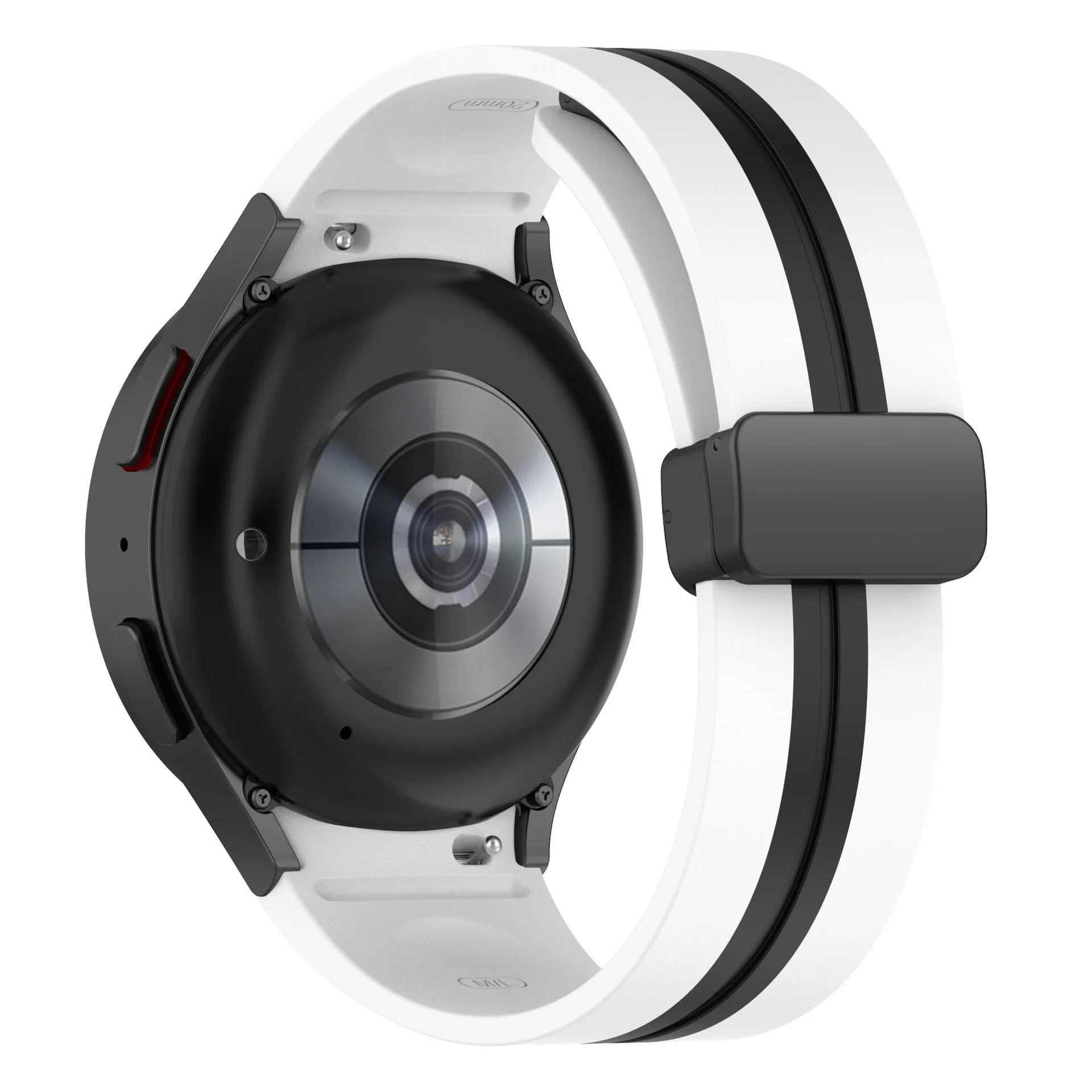 Силиконовый ремешок Cls-line-black для Samsung Galaxy Watch 4 / 4 Classic / 5 / 5 Pro / 6 / 6 Classic / 7 / FE - бело-черный