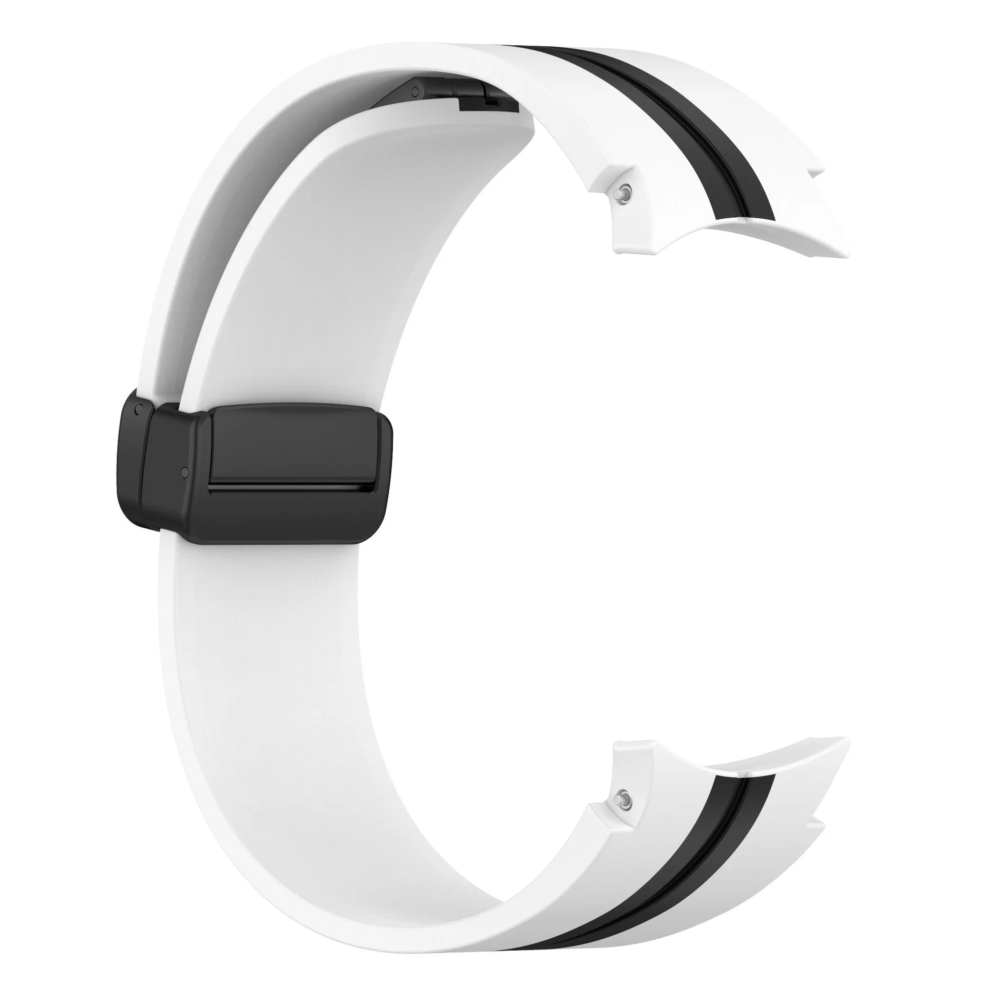 Силиконовый ремешок Cls-line-black для Samsung Galaxy Watch 4 / 4 Classic / 5 / 5 Pro / 6 / 6 Classic / 7 / FE - бело-черный