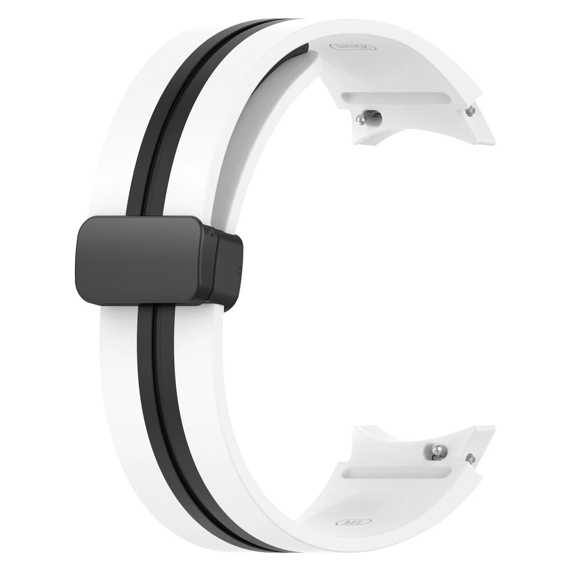 Силиконовый ремешок Cls-line-black для Samsung Galaxy Watch 4 / 4 Classic / 5 / 5 Pro / 6 / 6 Classic / 7 / FE - бело-черный