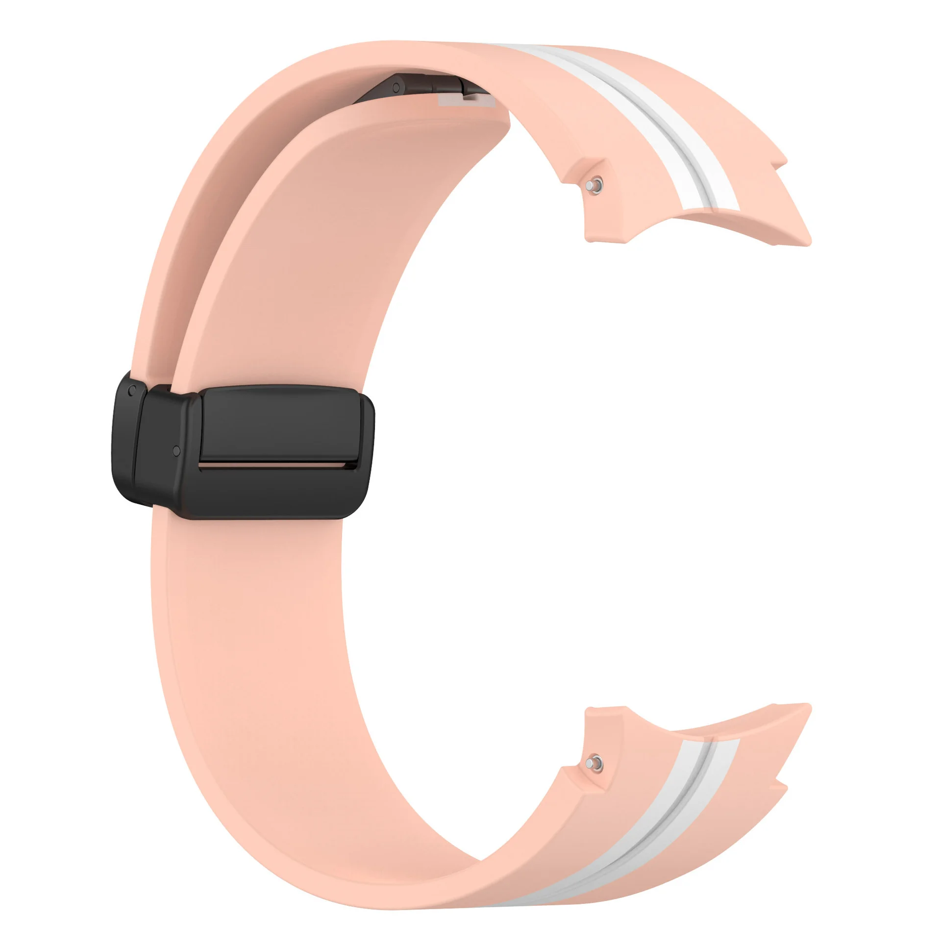 Силиконовый ремешок Cls-line-black для Samsung Galaxy Watch 4 / 4 Classic / 5 / 5 Pro / 6 / 6 Classic / 7 / FE - розово-белый