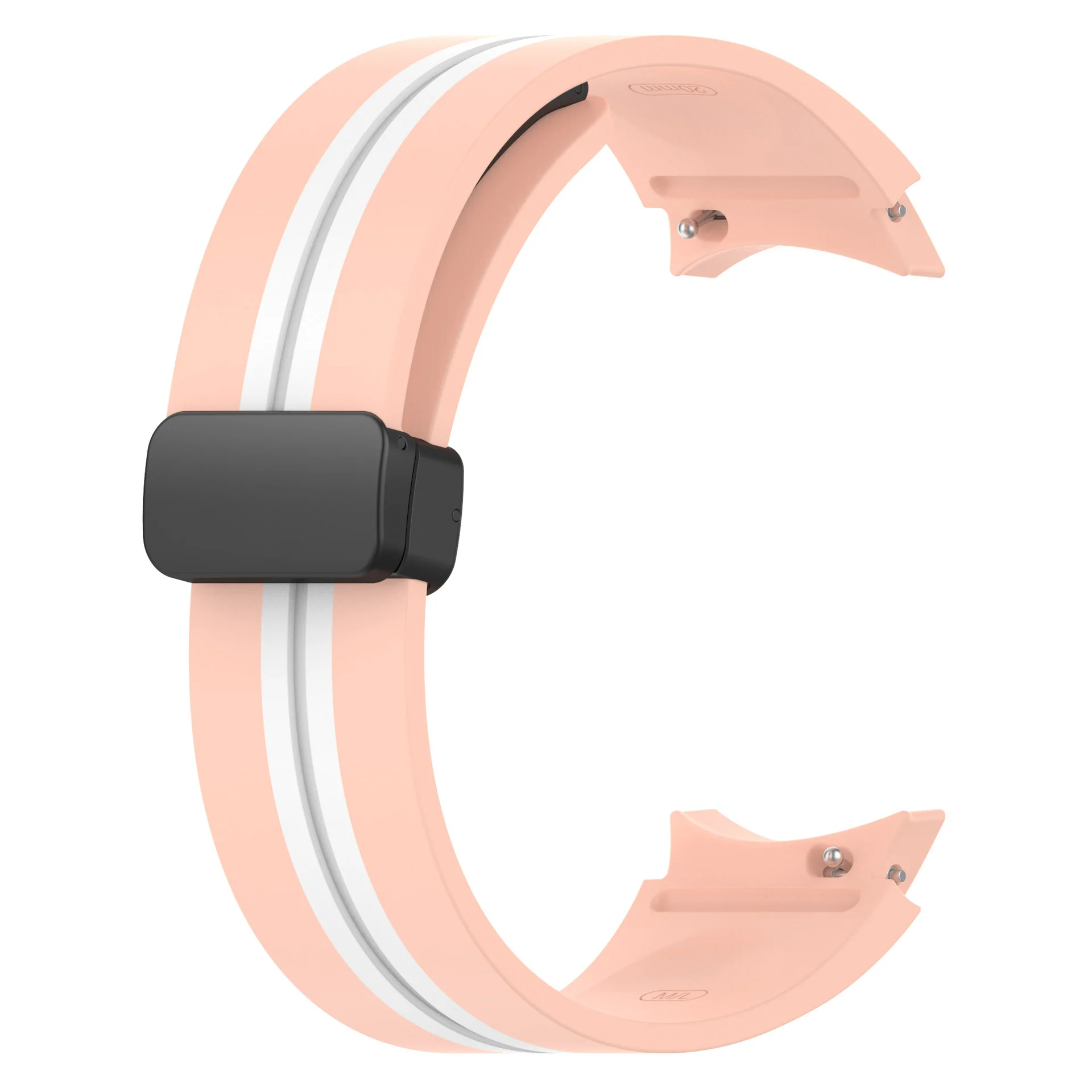 Силиконовый ремешок Cls-line-black для Samsung Galaxy Watch 4 / 4 Classic / 5 / 5 Pro / 6 / 6 Classic / 7 / FE - розово-белый