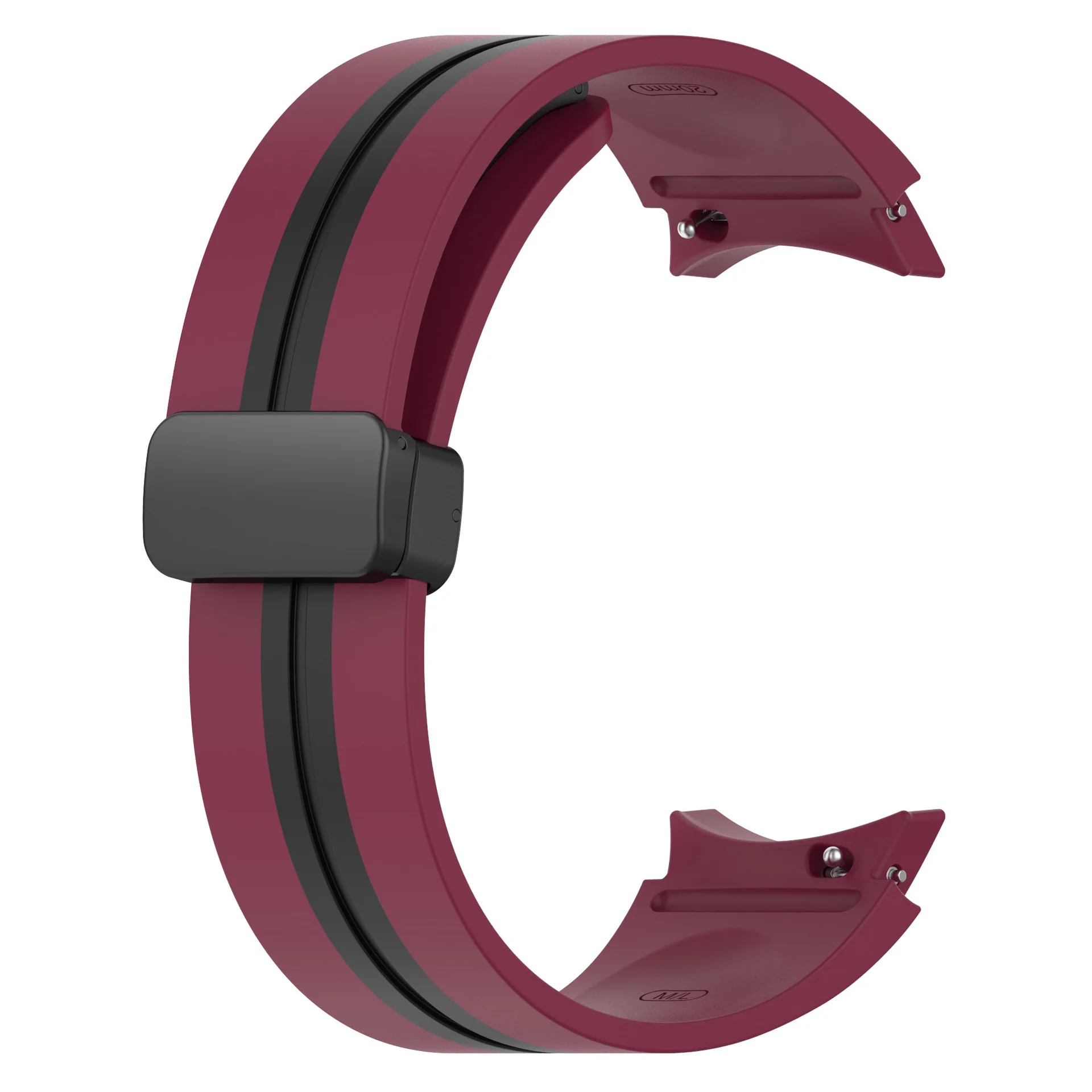 Силиконовый ремешок Cls-line-black для Samsung Galaxy Watch 4 / 4 Classic / 5 / 5 Pro / 6 / 6 Classic / 7 / FE - темно-красно-черный