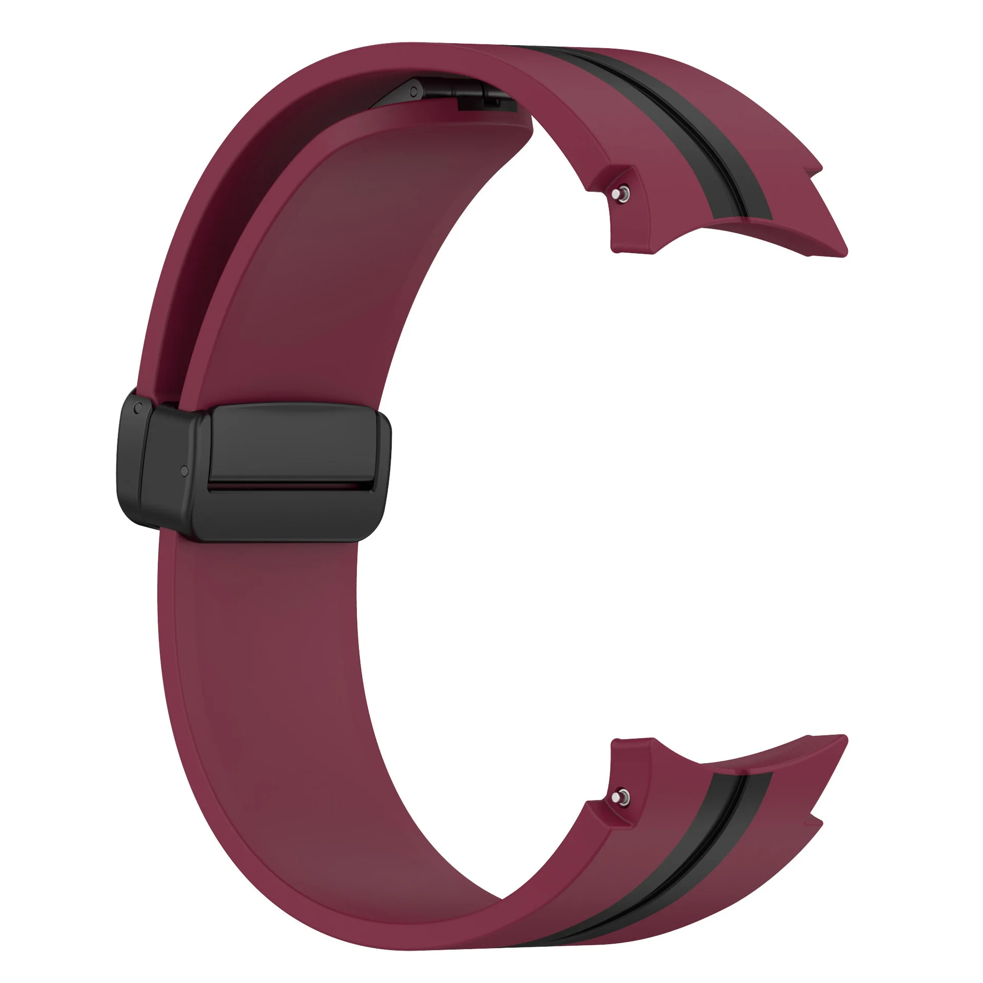 Силиконовый ремешок Cls-line-black для Samsung Galaxy Watch 4 / 4 Classic / 5 / 5 Pro / 6 / 6 Classic / 7 / FE - темно-красно-черный