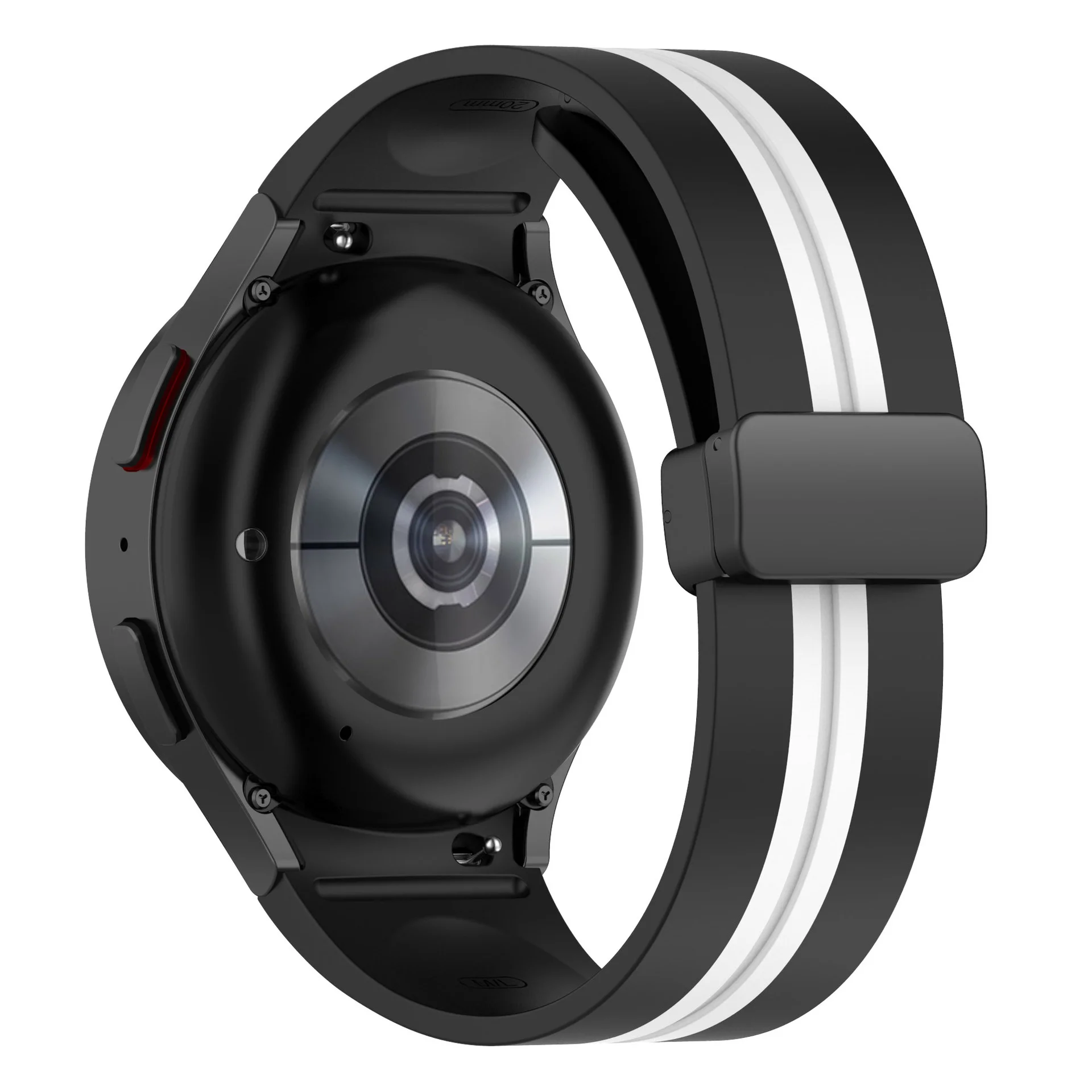 Силиконовый ремешок Cls-line-black для Samsung Galaxy Watch 4 / 4 Classic / 5 / 5 Pro / 6 / 6 Classic / 7 / FE - черно-белый