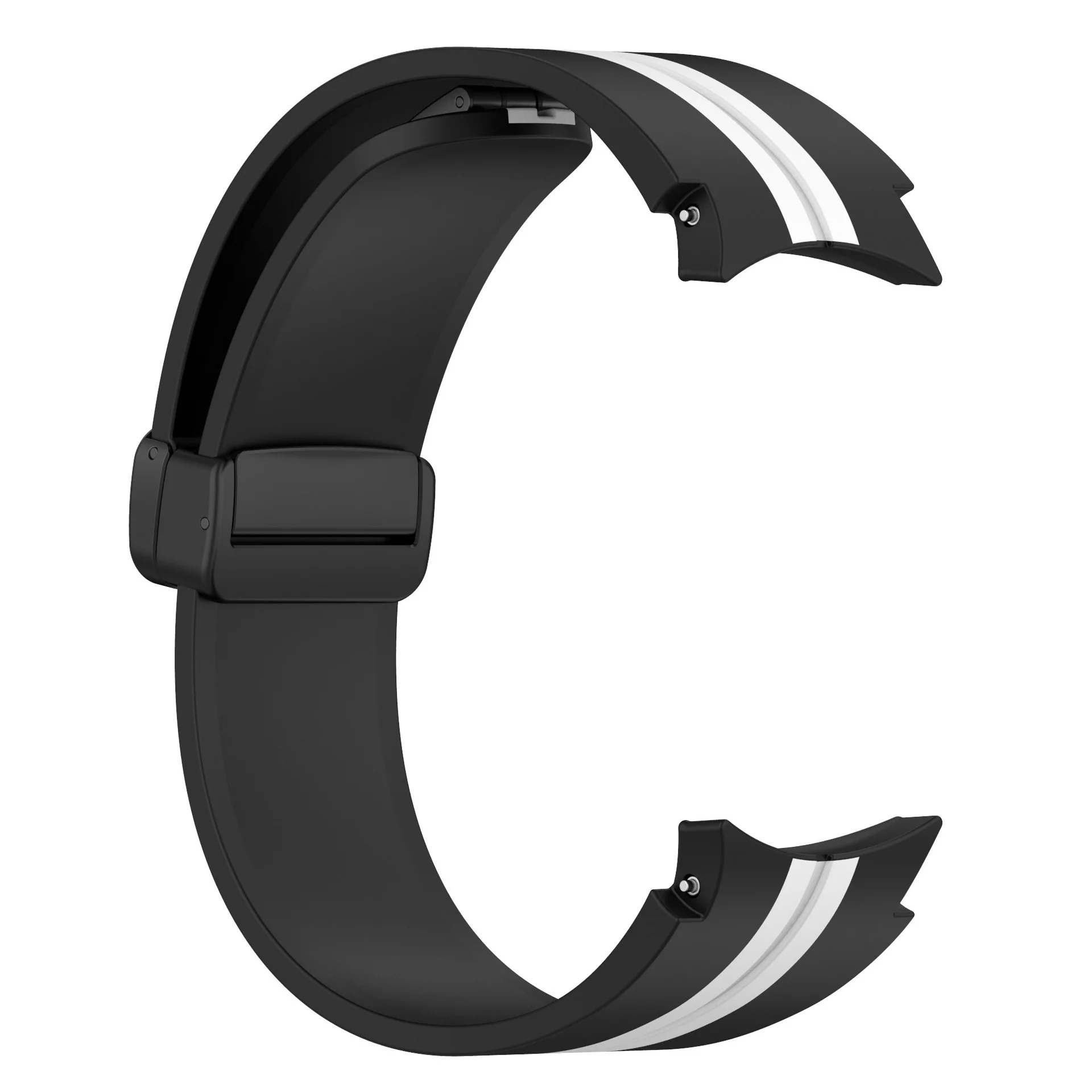Силиконовый ремешок Cls-line-black для Samsung Galaxy Watch 4 / 4 Classic / 5 / 5 Pro / 6 / 6 Classic / 7 / FE - черно-белый