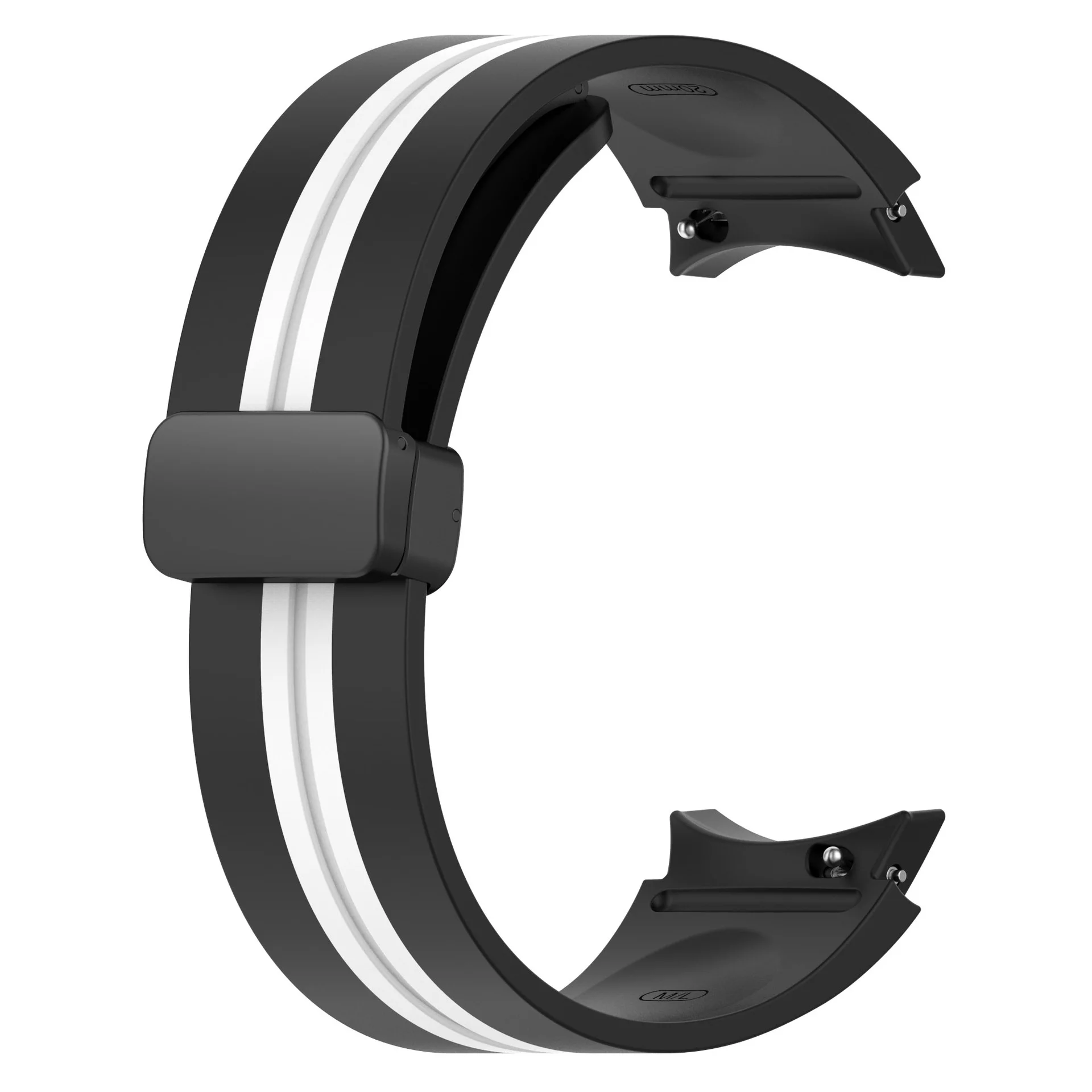 Силиконовый ремешок Cls-line-black для Samsung Galaxy Watch 4 / 4 Classic / 5 / 5 Pro / 6 / 6 Classic / 7 / FE - черно-белый