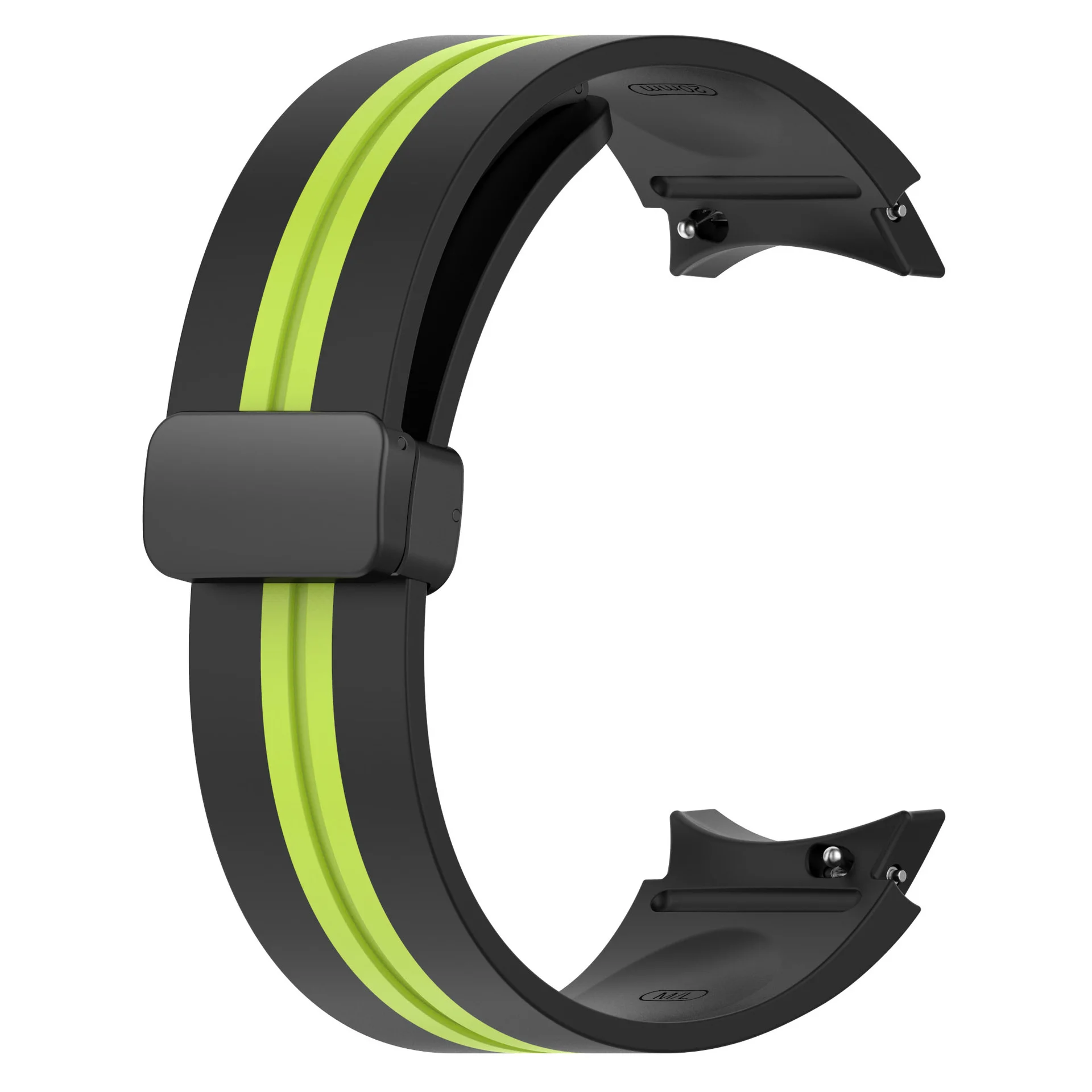 Силиконовый ремешок Cls-line-black для Samsung Galaxy Watch 4 / 4 Classic / 5 / 5 Pro / 6 / 6 Classic / 7 / FE - черно-зеленый