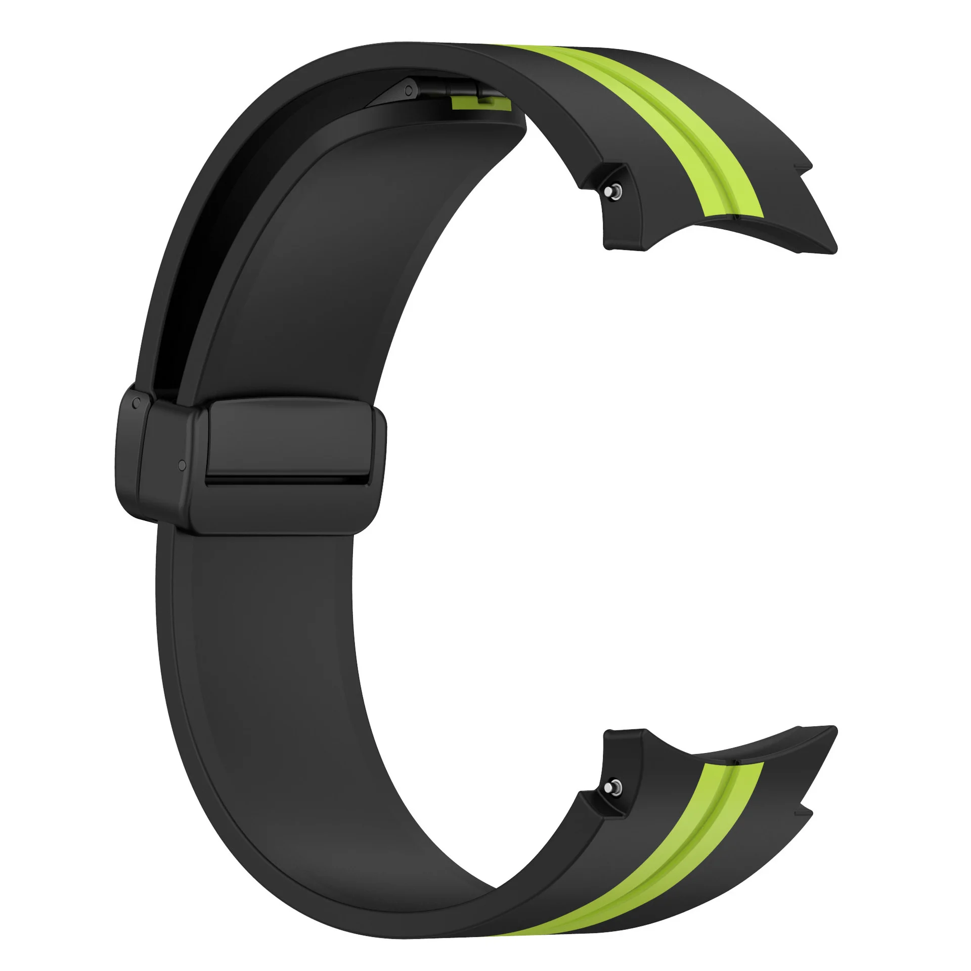 Силиконовый ремешок Cls-line-black для Samsung Galaxy Watch 4 / 4 Classic / 5 / 5 Pro / 6 / 6 Classic / 7 / FE - черно-зеленый