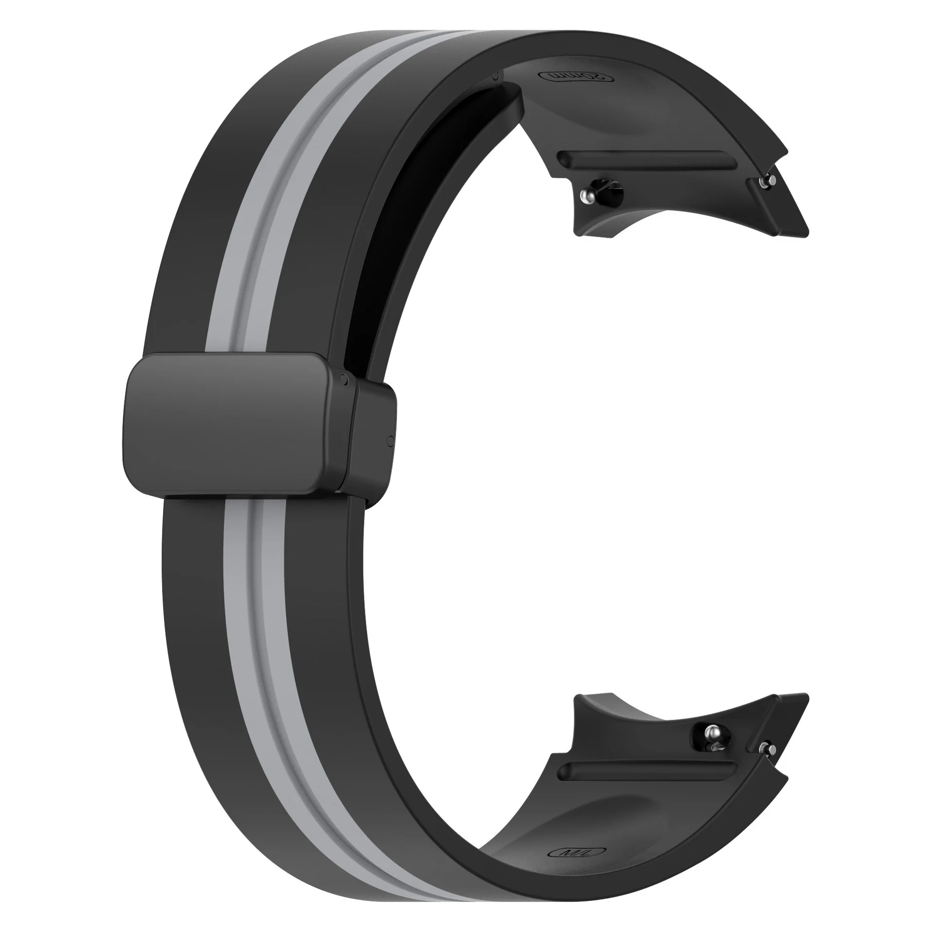 Силиконовый ремешок Cls-line-black для Samsung Galaxy Watch 4 / 4 Classic / 5 / 5 Pro / 6 / 6 Classic / 7 / FE - черно-серый