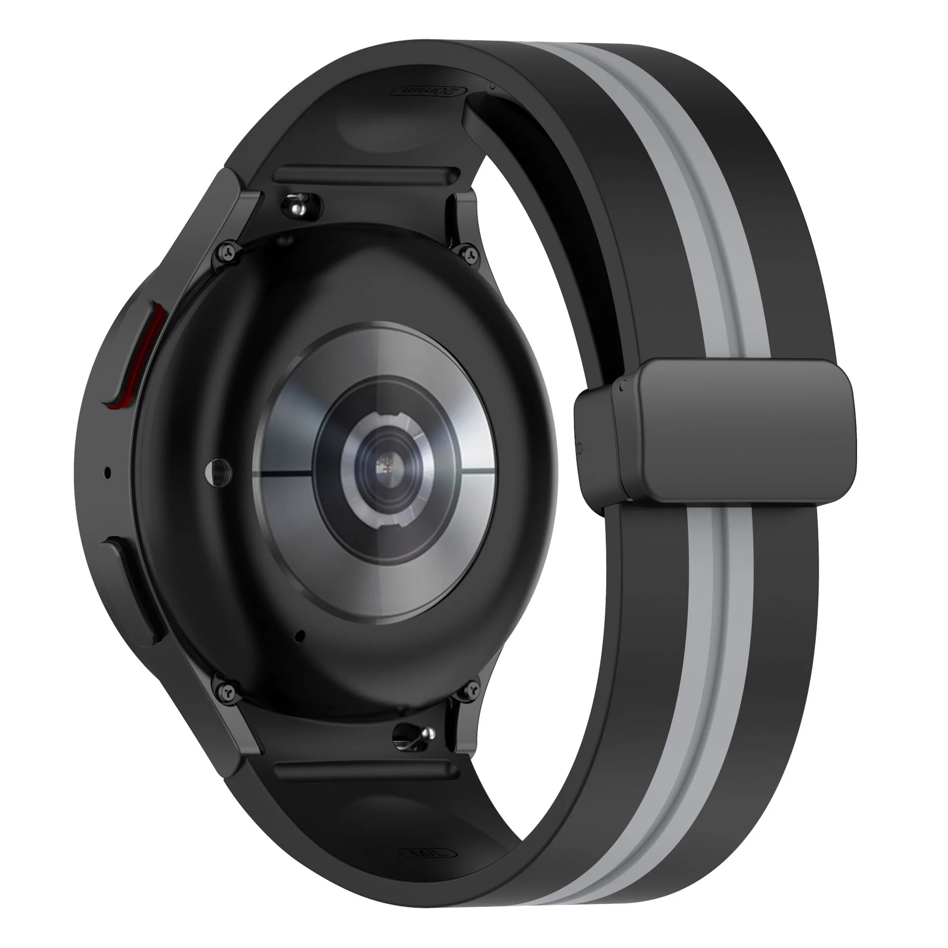 Силиконовый ремешок Cls-line-black для Samsung Galaxy Watch 4 / 4 Classic / 5 / 5 Pro / 6 / 6 Classic / 7 / FE - черно-серый